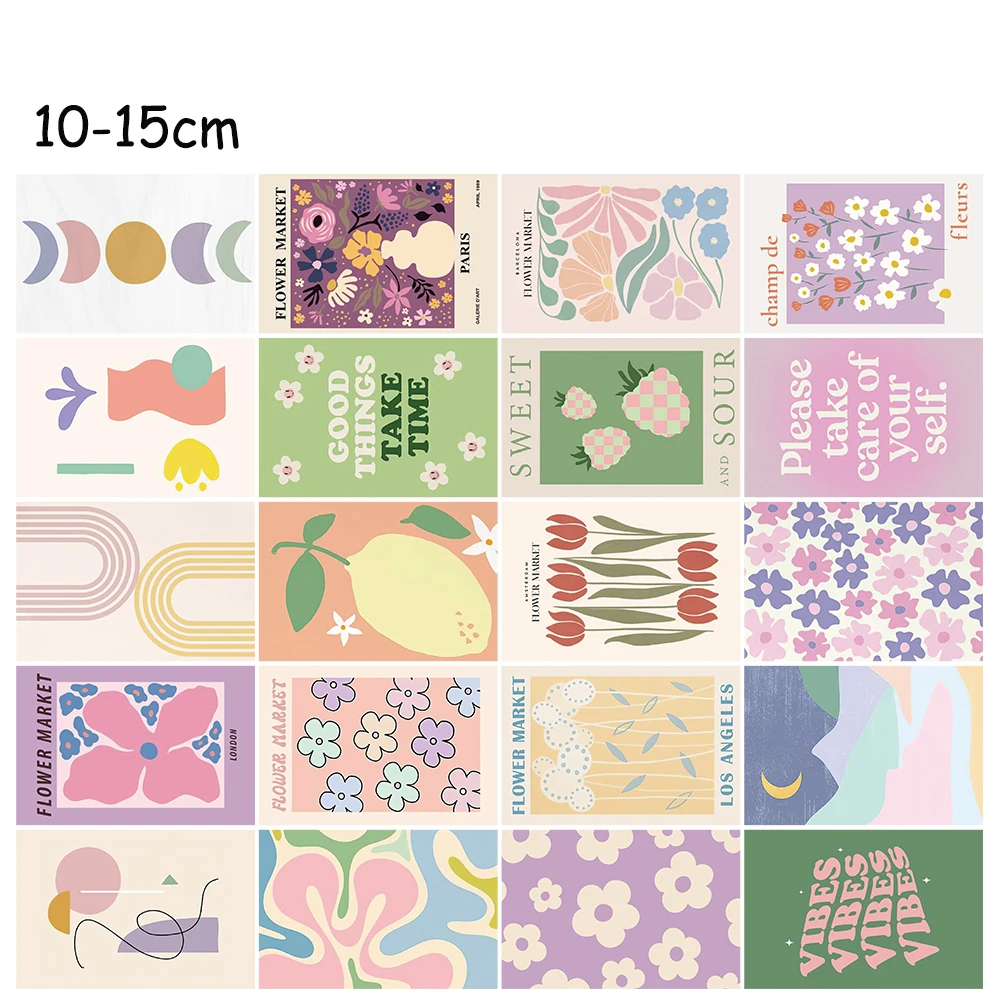 20PCS Vintage Danish Pastel Poster Sticker Album Cards DIY Room Props Stickers Photocards Wall Room Nostalgia Wall Decoration