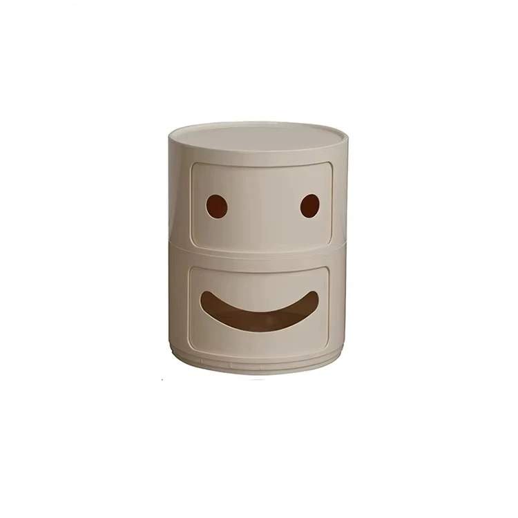 Nordic Creative Smiley Face Bedroom Hotel Villa Coffee Table Modern Colorful Wooden Double Layers Storagable Table