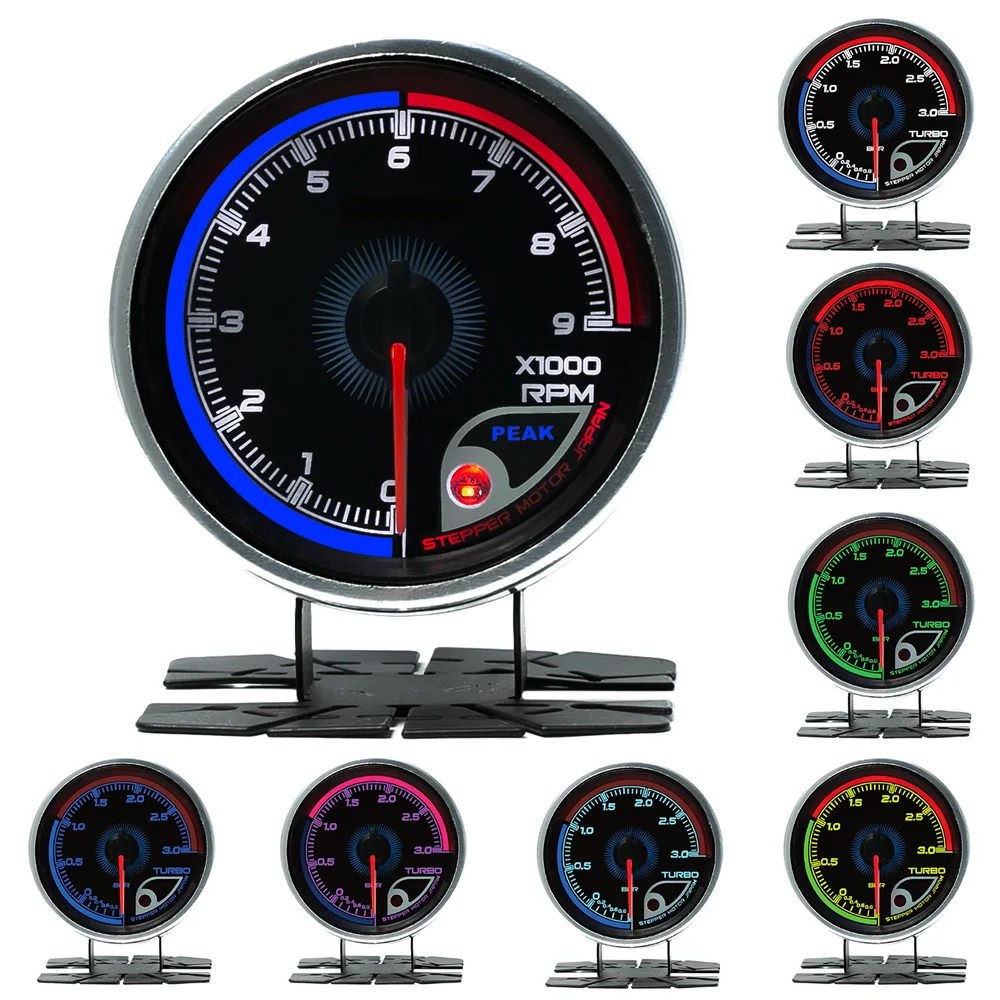 

62mm Racing Car 0-9000 RPM 7 Colors LED Adjustable Tachometer RPM Gauge