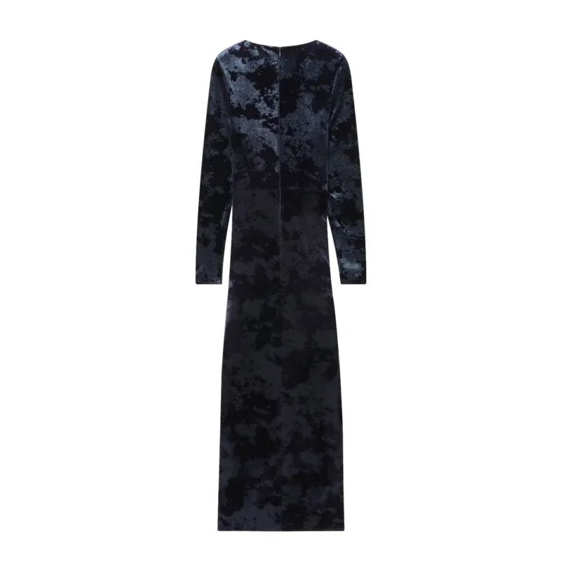 Frühling Herbst Frauen Samt Midi Kleid mit Metall Schnalle Lässig Elegante Dünne Drapierte frauen Lange Kleid Mode Weibliche Party Kleid