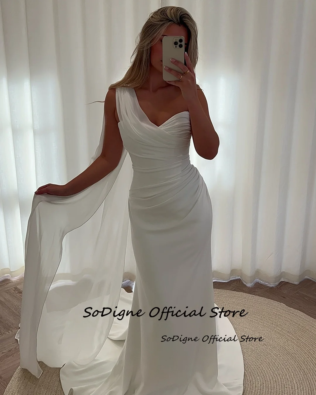 SoDigne Mermaid Satin 2026 Wedding Dresses One Shoulder Sleeveless Bridal Dress Long Bride Gown Vestidos De Novia Customized
