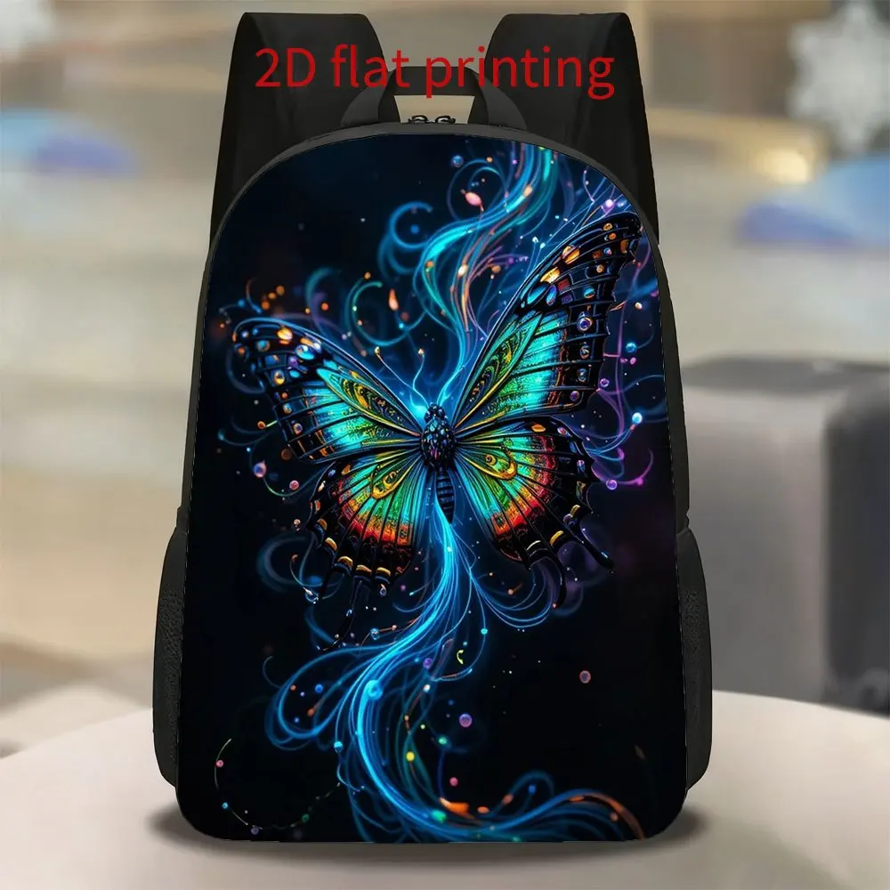 

1 Vivid Neon Butterfly Swirl Backpack | Cute, lightweight, large capacity, adjustable shoulder strap, no lining, zipper closure