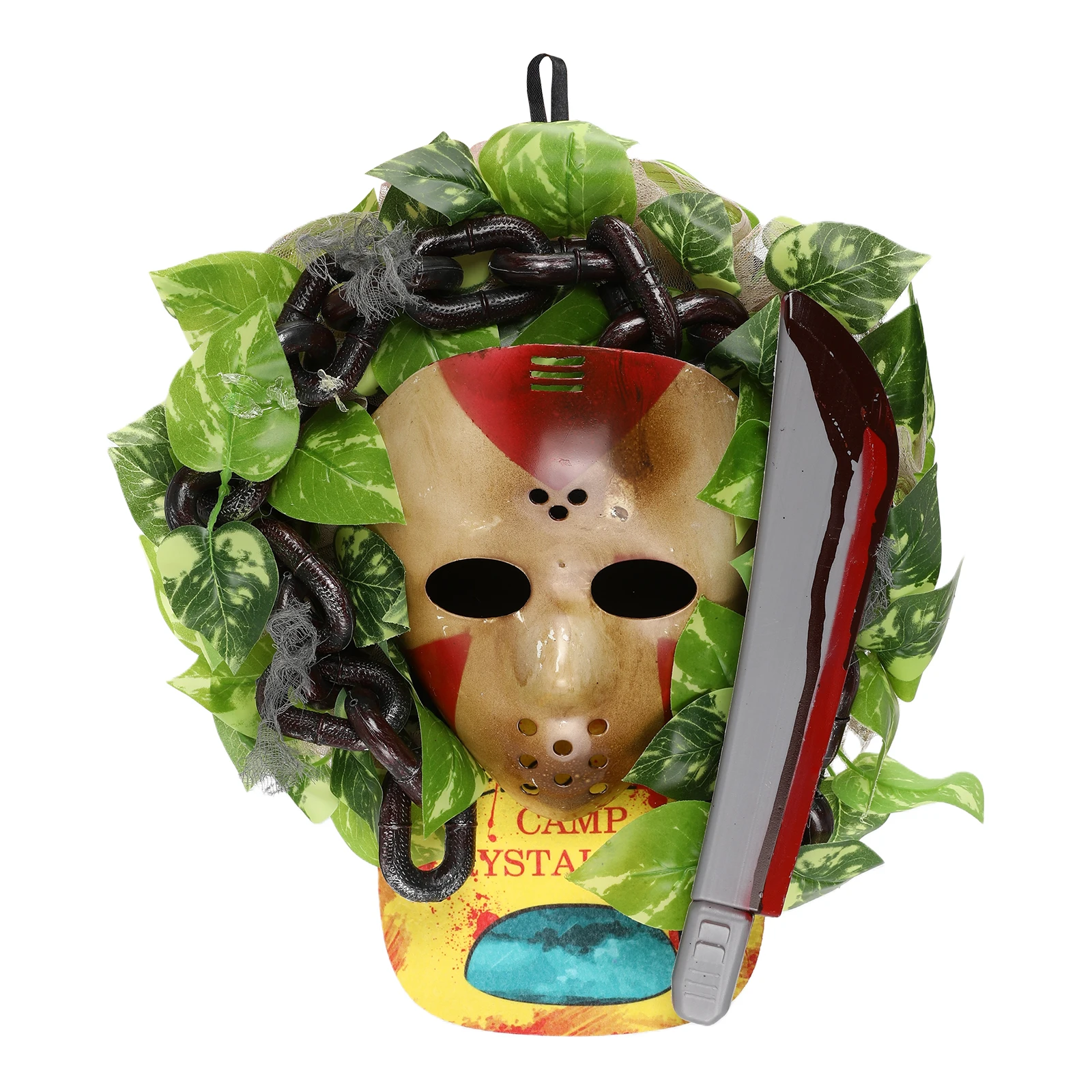 

Halloween Wreaths Jason Front Door Scary Killer Horror Room Decor Hanging Halloween Decorations for Cosplay Home Party