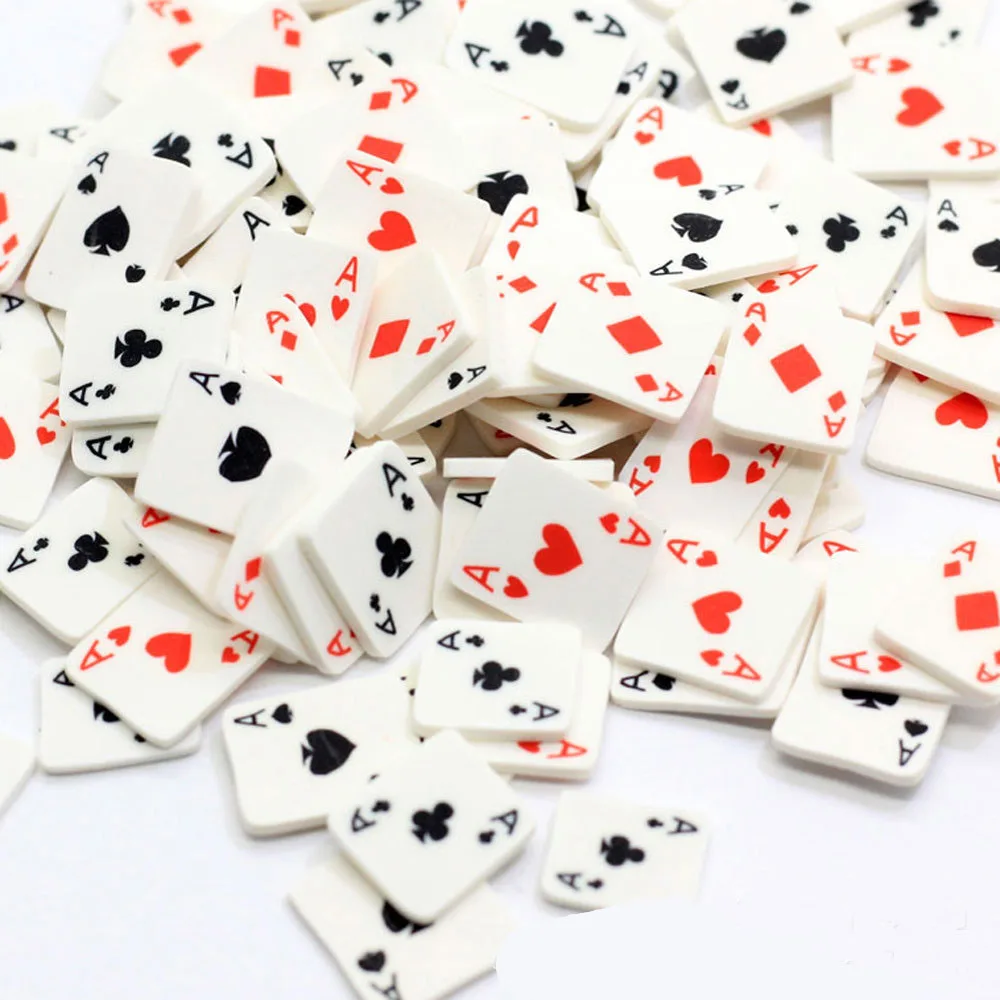 5mm Mixed Polymer Clay Particles Slices Ace Poker Playing Cards Soft Slices Diy Mobile Phone Case Earrings Jewelry Accessories