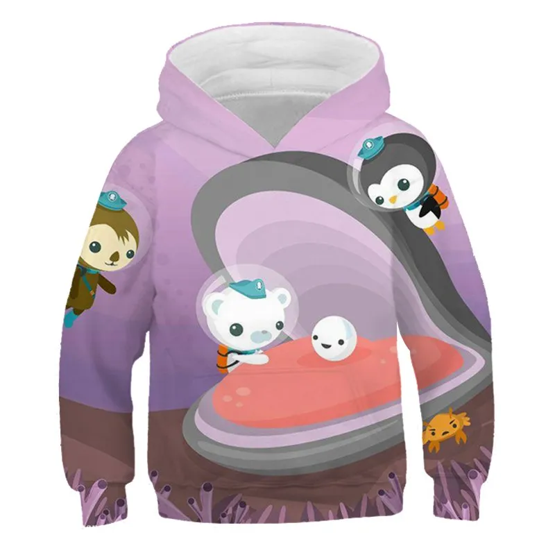 2024 Spring and Autumn Children Cartoon Hooded Sweatshirt Octonauts Undersea Column 3D Digital Printing Children\'s Casual Hoodie