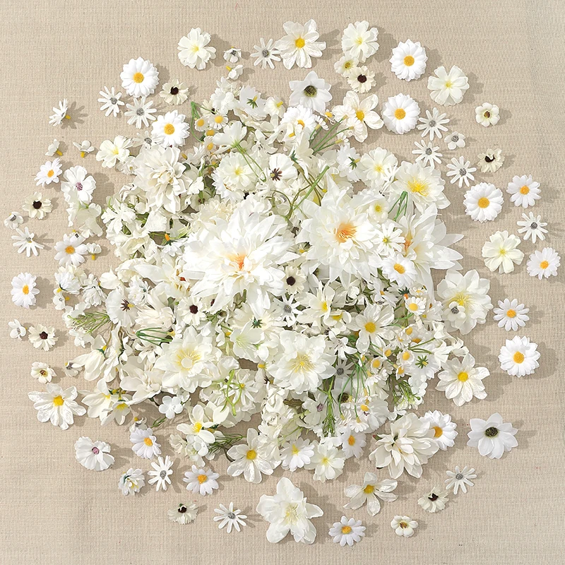 20/50 Stück Künstliche Rosenblüten für Heimdekoration, Gartenornament, DIY, Reinweiß, Hochzeitskleid-Dekor, Outdoor-Zubehör – Detail 5