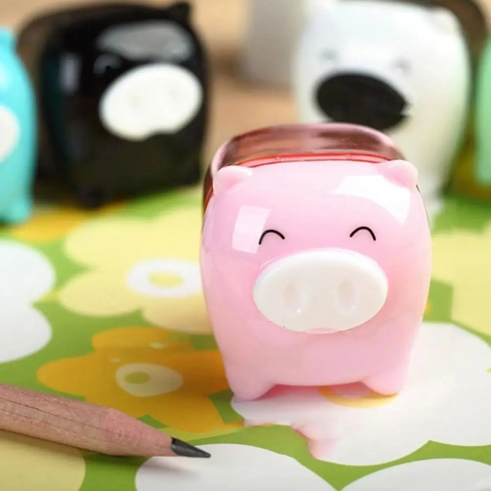 Manual Pencil Sharpener Pig Shaped Plastic Waste Storage Convenient Pencil Curler for Desktop