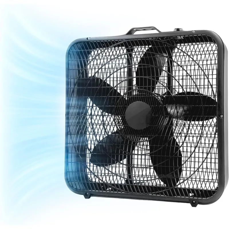 

Box Fan With Carry Handle, 20 Inch, 3 Speed Full-Force Air Circulation With Air Conditioner, Floor Fan, Bedroom Fan