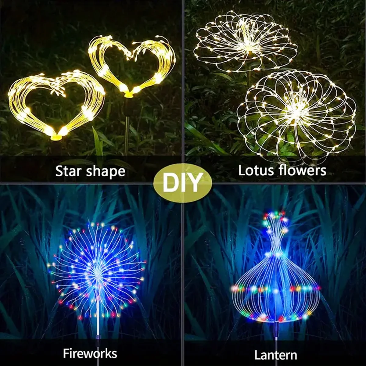 Imagem -05 - Solar Fireworks Lights para Decoração do Jardim Led ao ar Livre Impermeável Lâmpada de Gramado Dente de Leão Super Brilhante 4in 320led