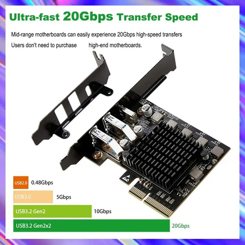

2 USB 3.2 Gen2 X2 A и 1 USB C Type-C Pcie X4 Карта хост-контроллера 20 Гбит/с Высокоскоростная промышленная камера Захват видео