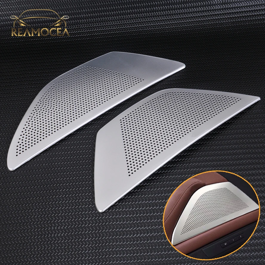 Reamocea 2X Car Door Stereo Speaker Cover Trim For Bmw 5 Series F10 520 525Li 528 2011-2017 Aluminum Alloy Styling Accessories