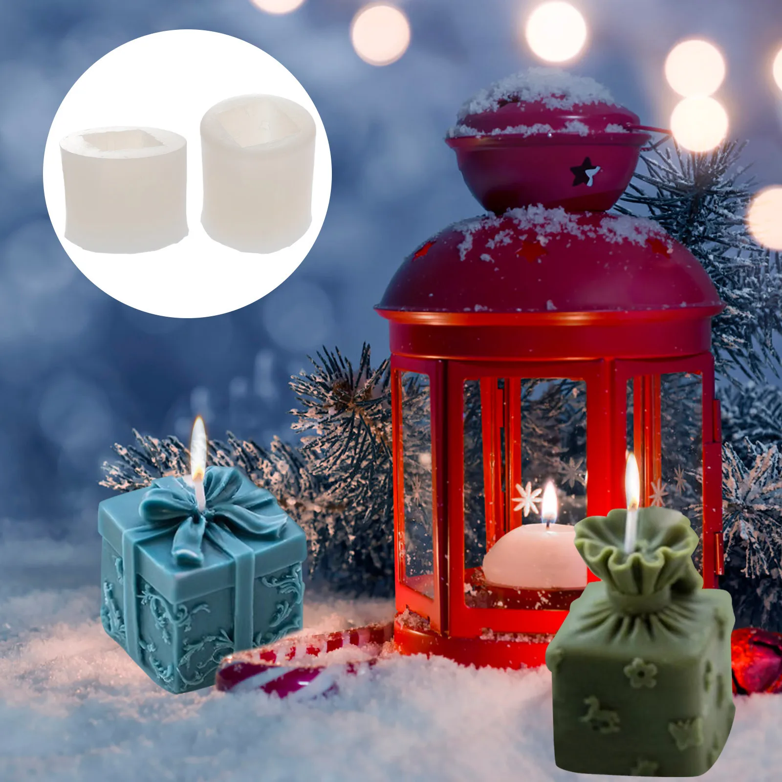 

2pcs Silicone Molds Scented Diy Craft Xmas Gift Durable No Gap Wear Resistant Molding Tool For Handmade Candles