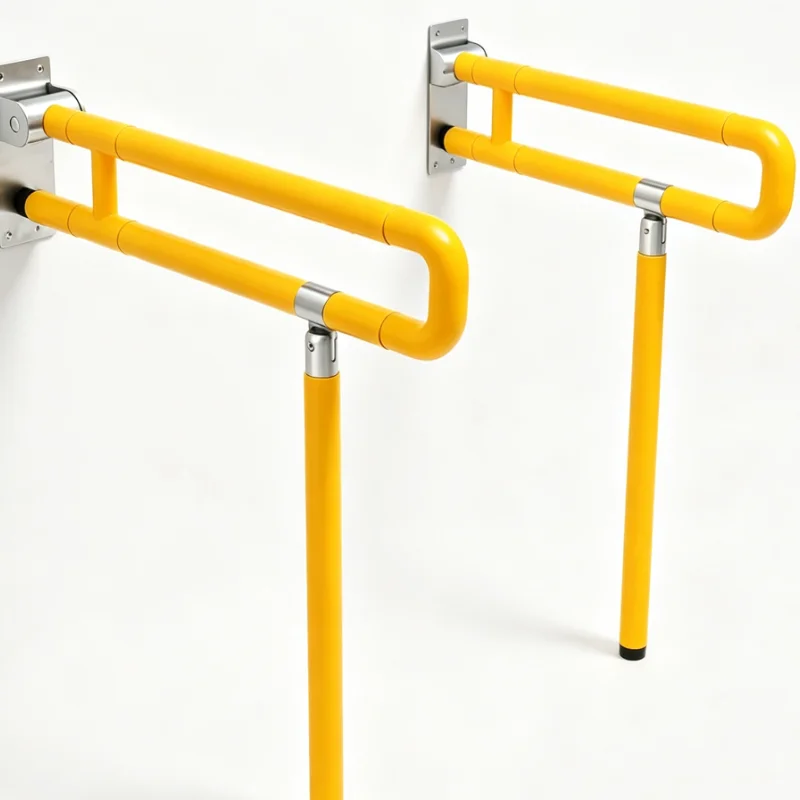 Wall Mounted Toilet Safety Grab Bar Yellow Bathroom Assist Handle Non Slip Support Rail for Standing Up Stability
