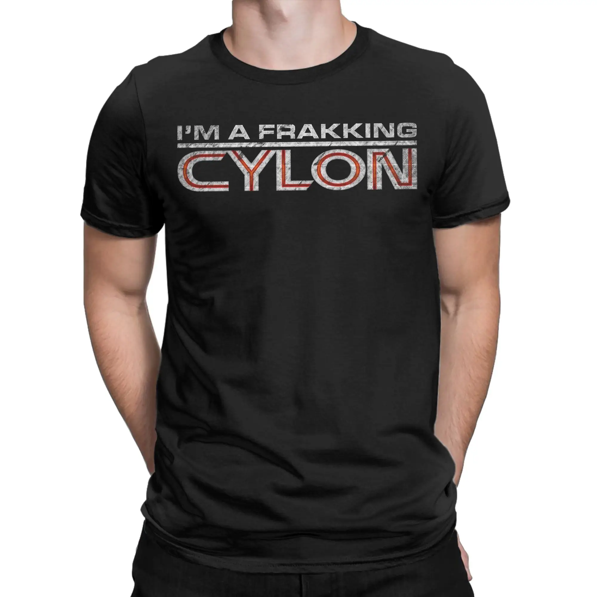 Men I'm a Frakking Cylon Grunge Battlestar Galactica T Shirt  100% Cotton Clothes Short Sleeve O Neck Tee Shirt T-Shirt