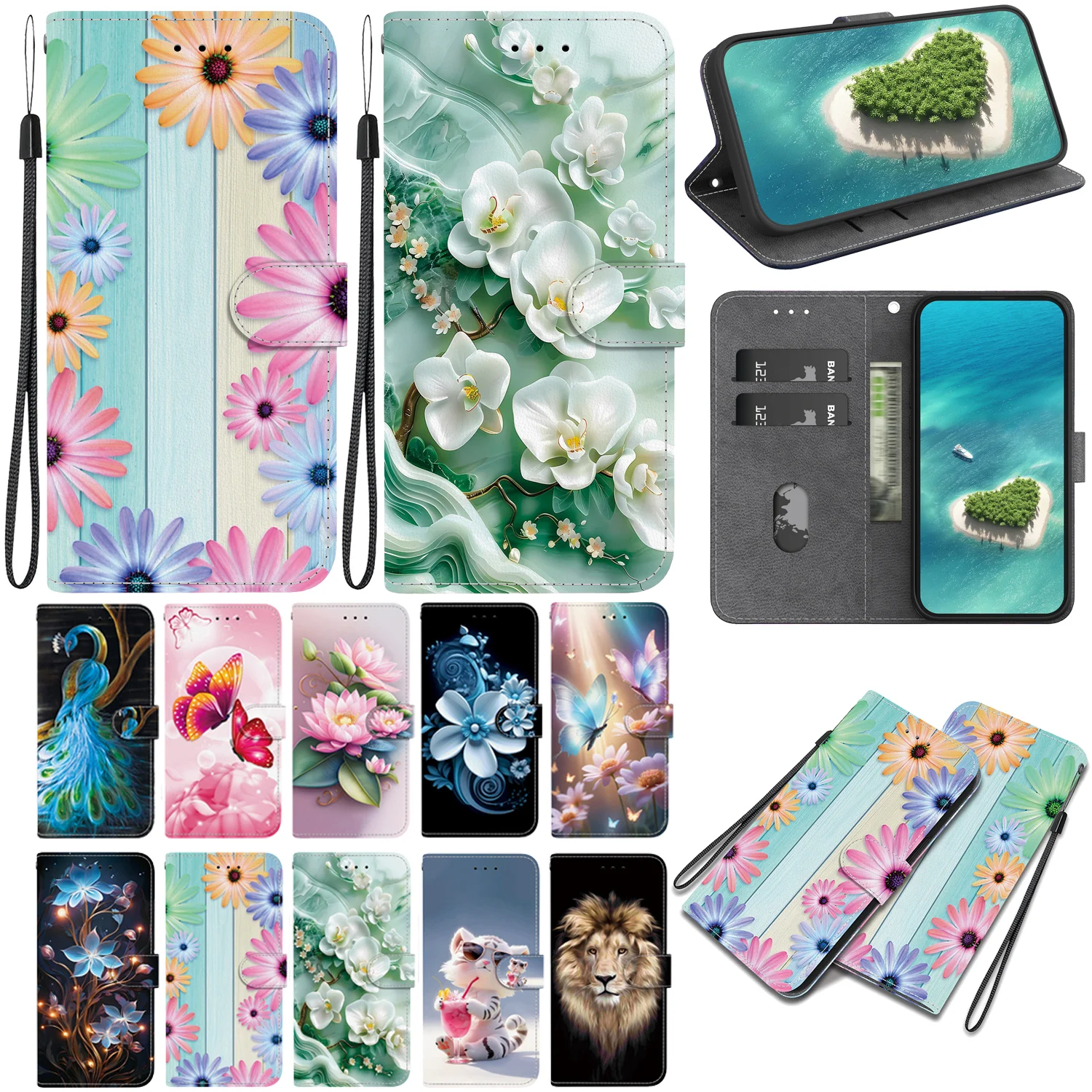 Stand Flip Wallet Case für iPhone 11 12 13 14 15 16 17 Pro Max XR 14 15 16 Plus 16e 17 Air Leder Schutzhülle