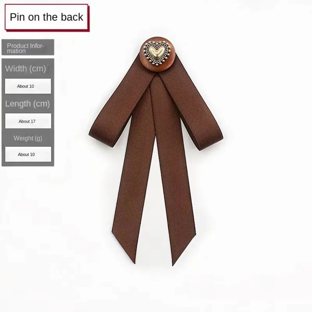 

New Stylish Ribbon Bow Tie Brooch Elegant Professional Shirt Unique Accessories Coffee Color Charming Pins For Girls