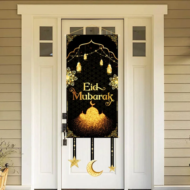 Eid Mubarak Decoration 2024 Hanging Flag Ramadan For Home Door Islamic Muslim Party Decor Ramadan Kareem Banner Eid Al-Fitr Gift