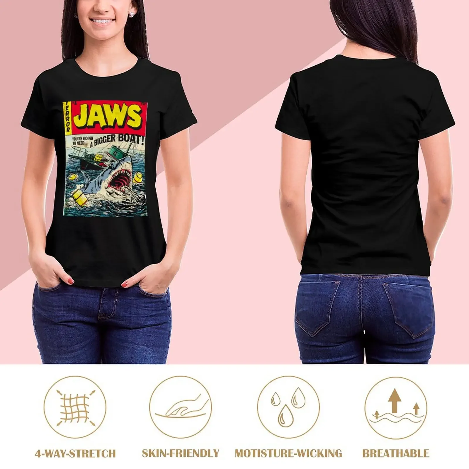 Jaws #1 Edition Comic Book Cover T-Shirt anime cute clothes shirts graphic tees Short sleeve tee summer clothes for Women