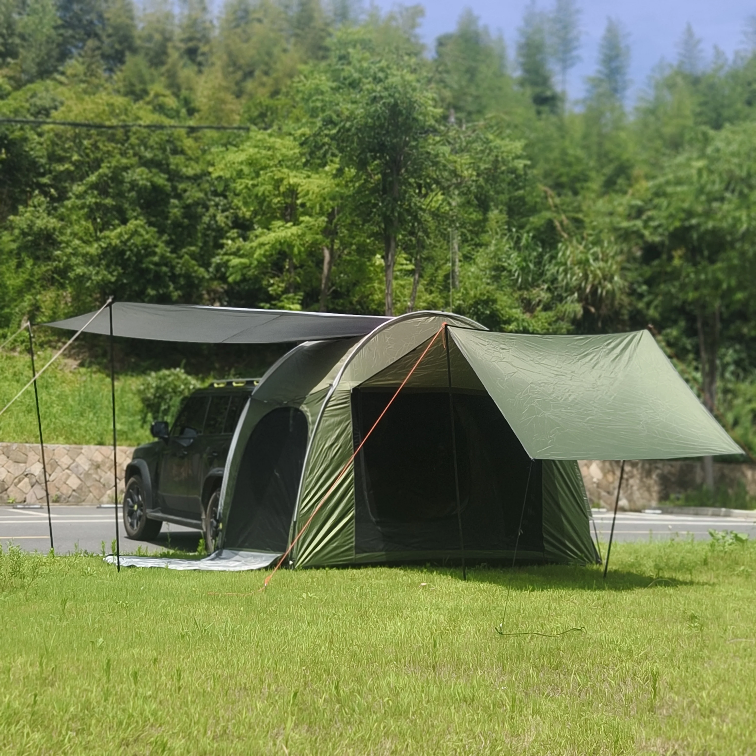 Self-Driving Tour SUV Car Rear Extension Tent Anti-Mosquito Sunshade Rainfly Canopy for Wilderness Built-In Canopy for SUV Car