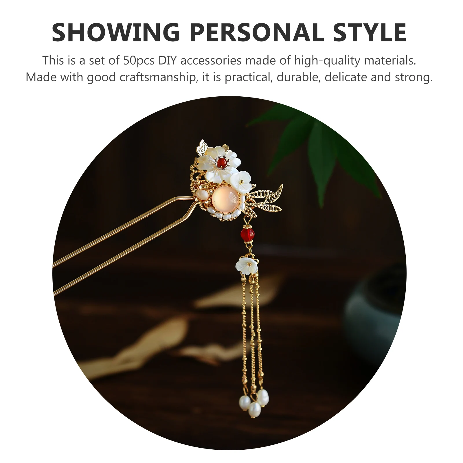 

50pcs Hairpin Accessories Flower Shape DIY Decorations for Headdress Jewelry Pendant Copper Made Durable Elegant Festival Updo
