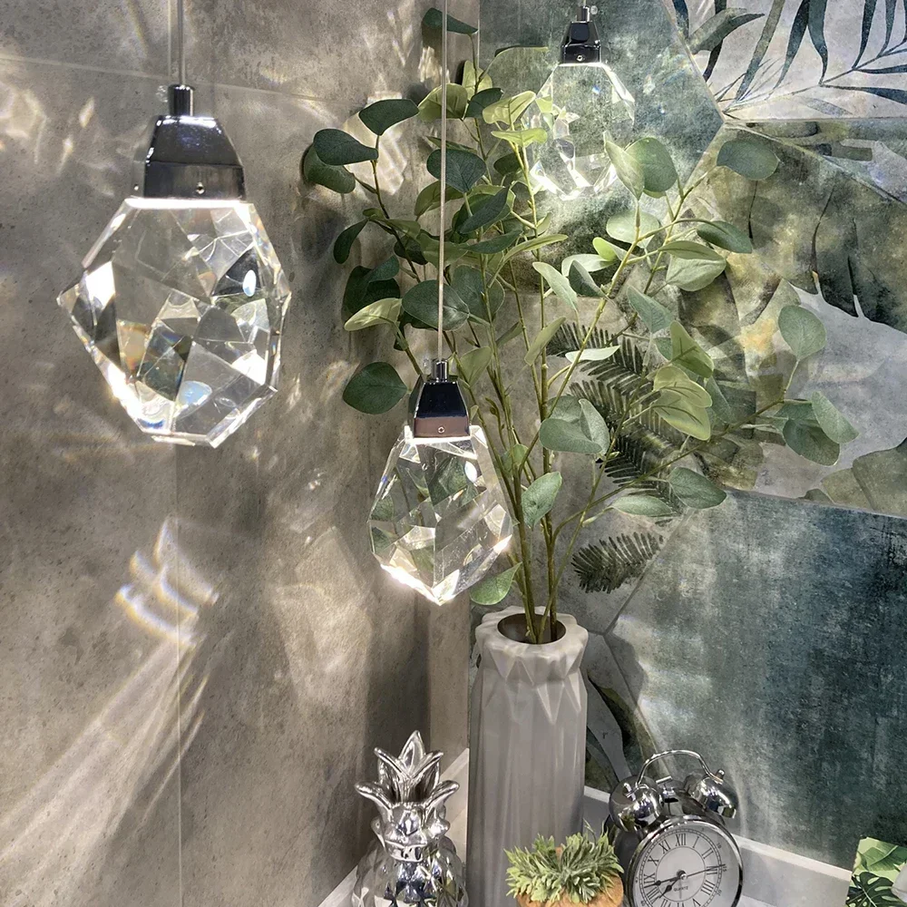ModernSilver Crystal LED Ceiling Chandelier for Living Room Dining Kitchen Loft Stairs - Diamond Lustre Hanging Lamp  Bedroom