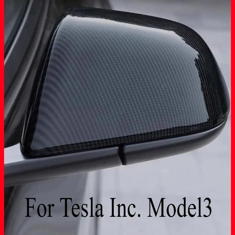 For Tesla Inc. Model3 Rearview Mirror Cover Protective Housing Renewed Reverse Mirror Cover Carbon Fiber Pattern Accessories