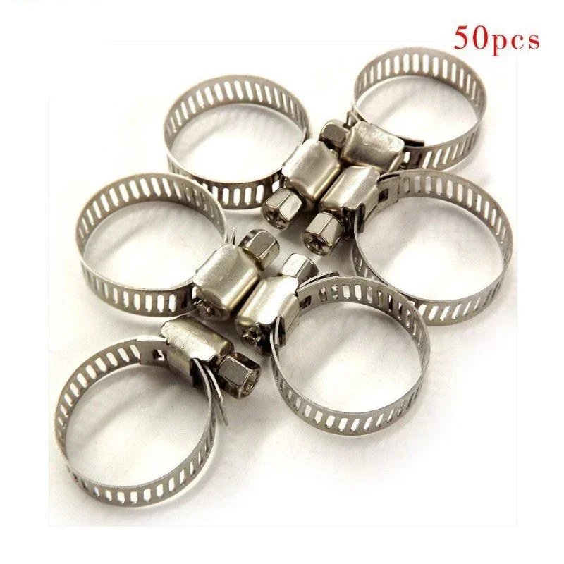 55pcs Stainless Steel Hose Clamp 16mm-25mm Adjustable Drive Hose Clamp Fuel Line Worm Size Clip Hoop