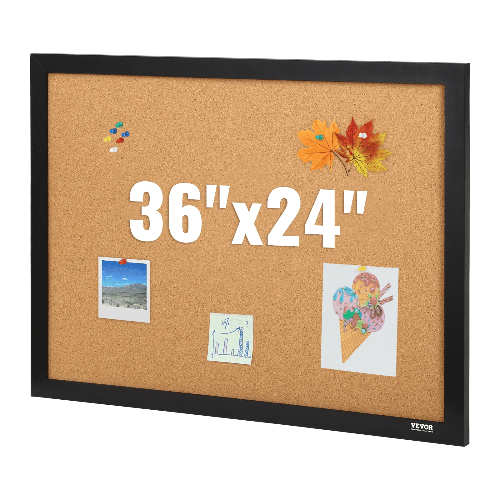 

Доска-органайзер 36x24 из пробкового материала с рамкой из МДФ и кнопками для офиса, дома, школы