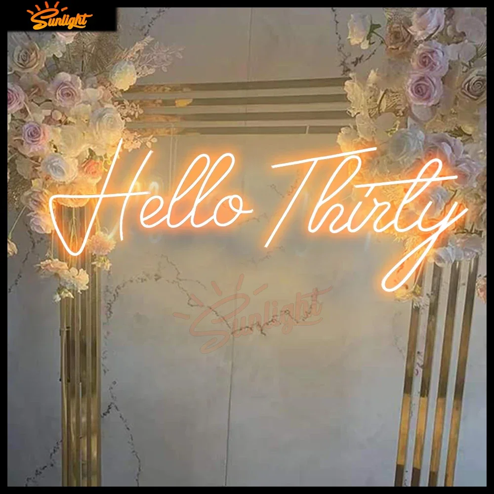 

Neon Sign Custom Hello Thirty 30th Birthday Neon Sign 30 x 12 inch Custom Sign Wall Decor Happy Birthday Light Thirty