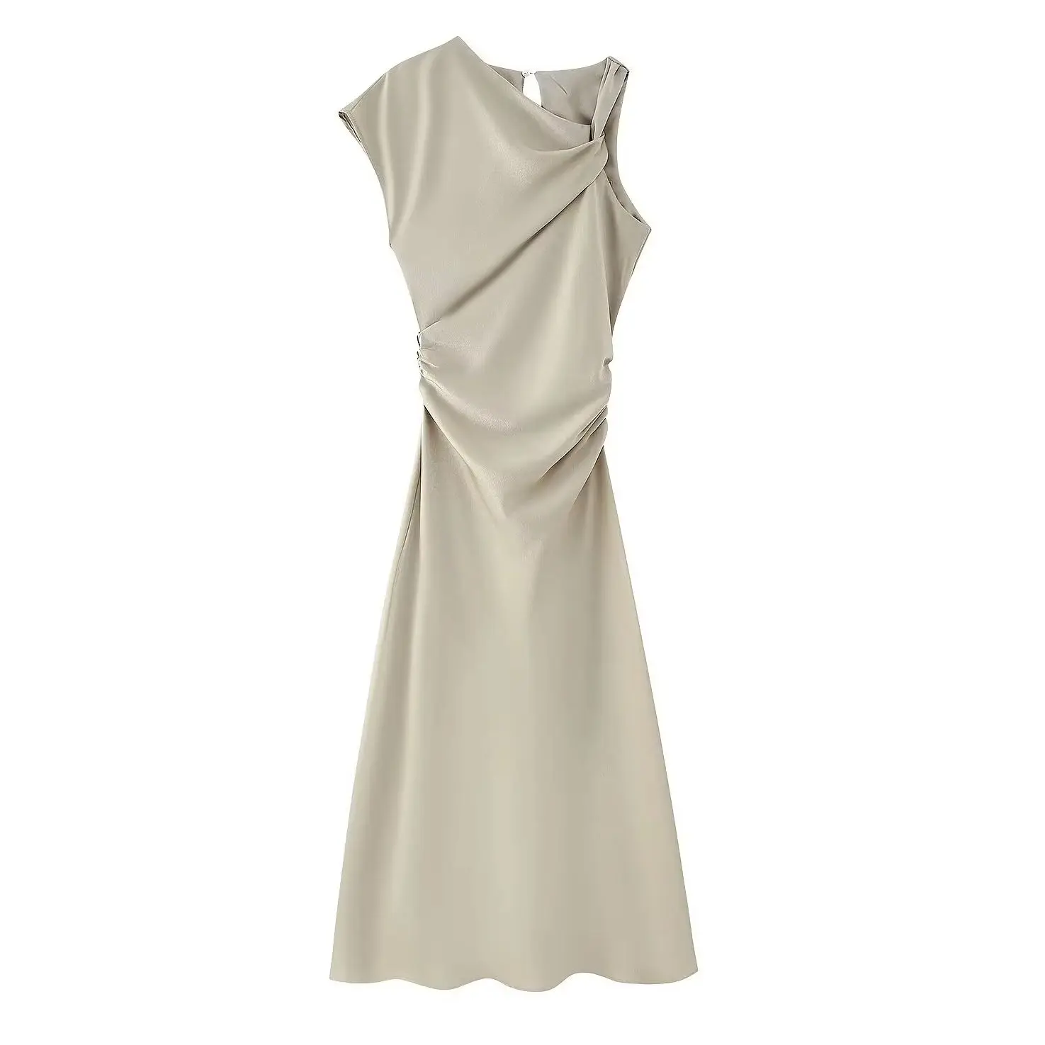 KONDALA Elegancka Asymetryczna Luksusowa Sukienka Damska Bez Rękawów na Imprezę Mujer Moda 2025 Wiosna Wieczorowa Plisowana Sukienka Vestidos