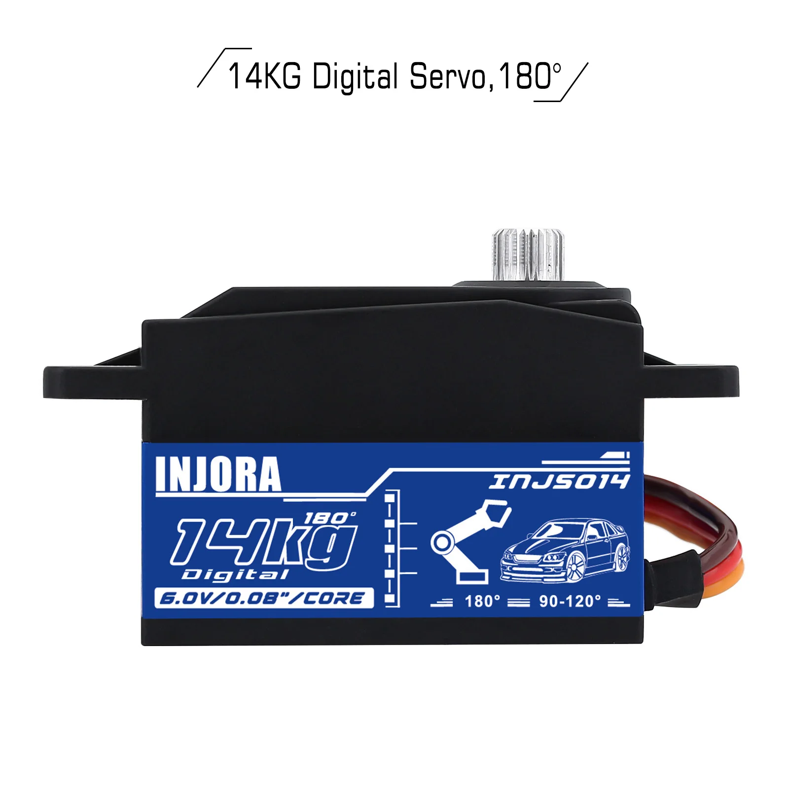 INJS014-Servo de núcleo Digital de engranaje de Metal de 14KG, de bajo perfil para 1/10 RC, todoterreno, coche de deriva Tamiya Kyosho, modelo de