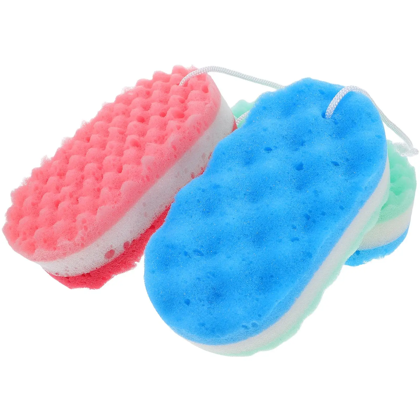 

3pcs Bath Scrubber Cleaning Supplies Soft Gentle Exfoliating Shower Sponge Cleaning Large Size Portable Shower Sponges