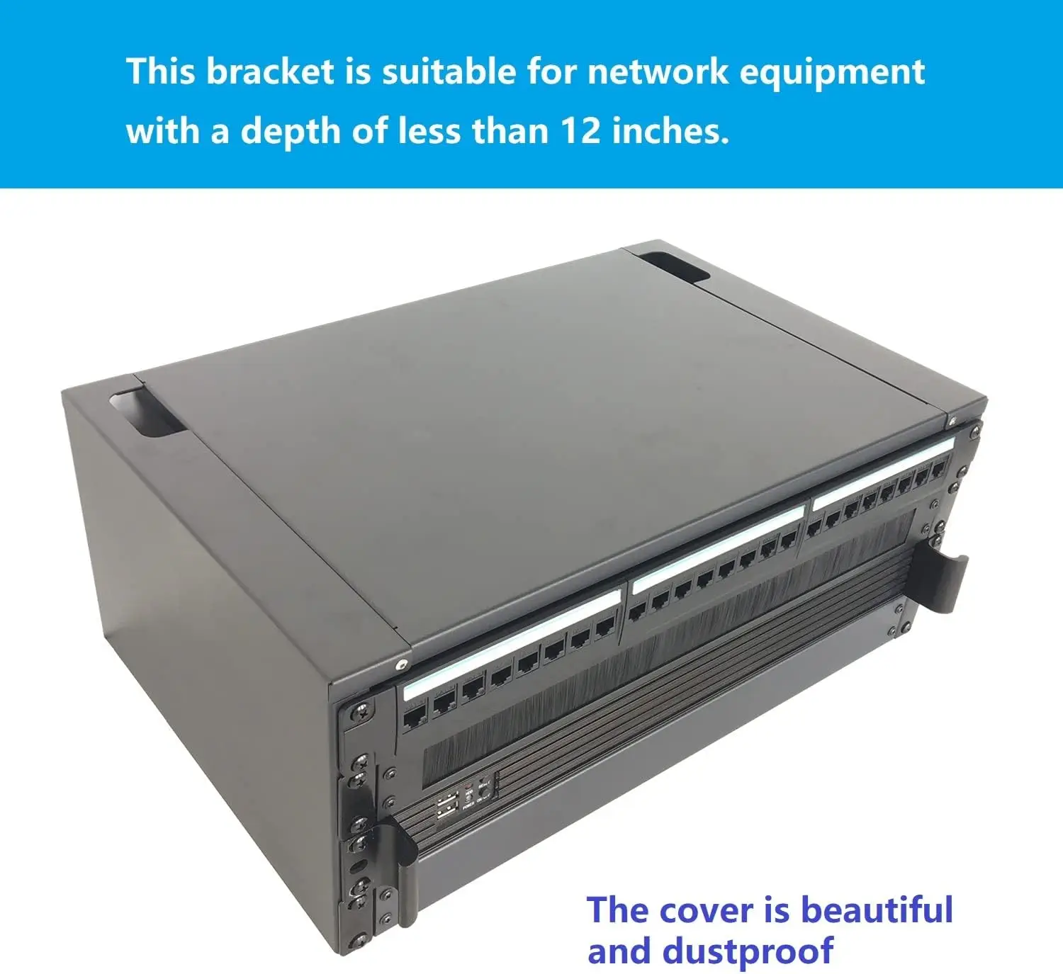 

4U Wall Mount Patch Panel Bracket with Top Cover- 12 inch Deep - 19" Patch Panel Rack for Shallow Network Equipment