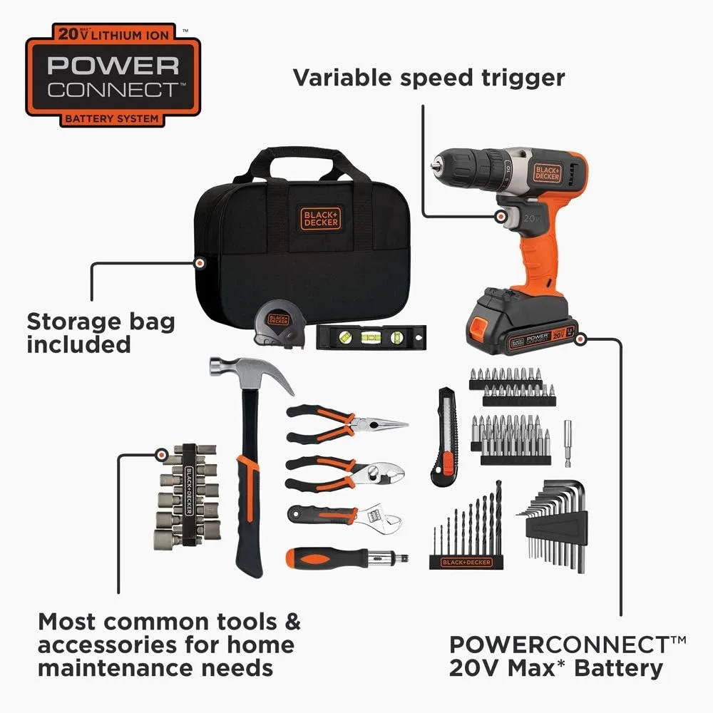 Home Tool Kit with 20V MAX Drill/Driver