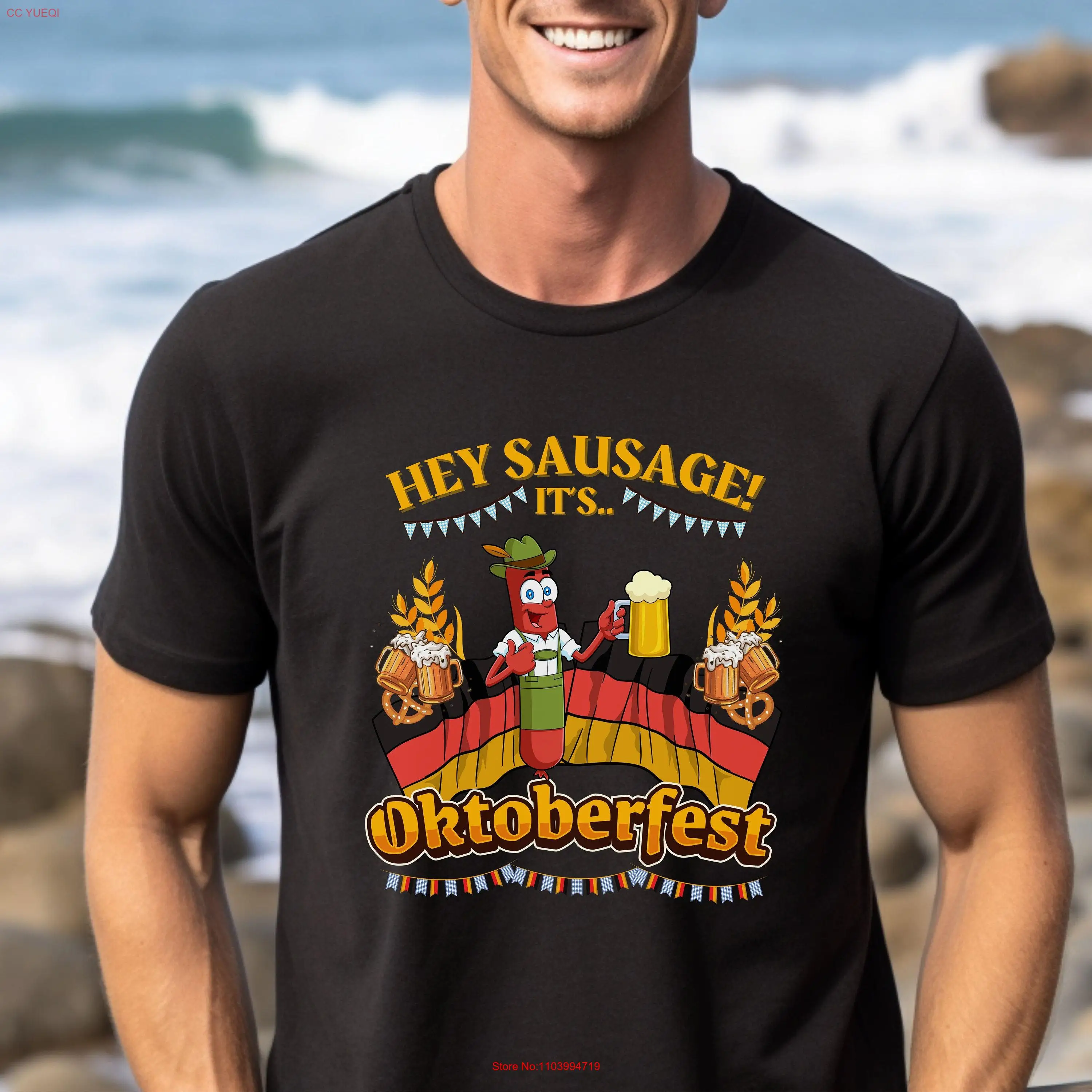 

Футболка Oktoberfest Sausage Beer для женщин и мужчин, забавная с длинными или короткими рукавами