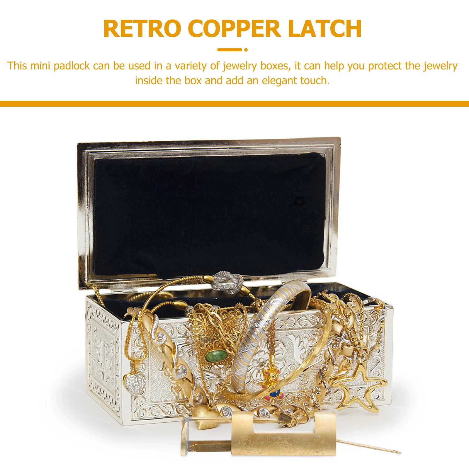1 مجموعة الصينية الرجعية قفل صندوق مجوهرات نحاسي صغير قفل دائم قوي مرتبطا مزلاج لصناديق خمر صغيرة
