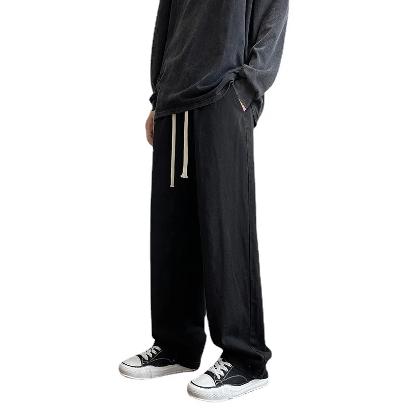 Vintage Blue Jeans Men's Spring and Autumn Straight Loose 2023 New Fashion Brand Ins Mopping Port Style Pants