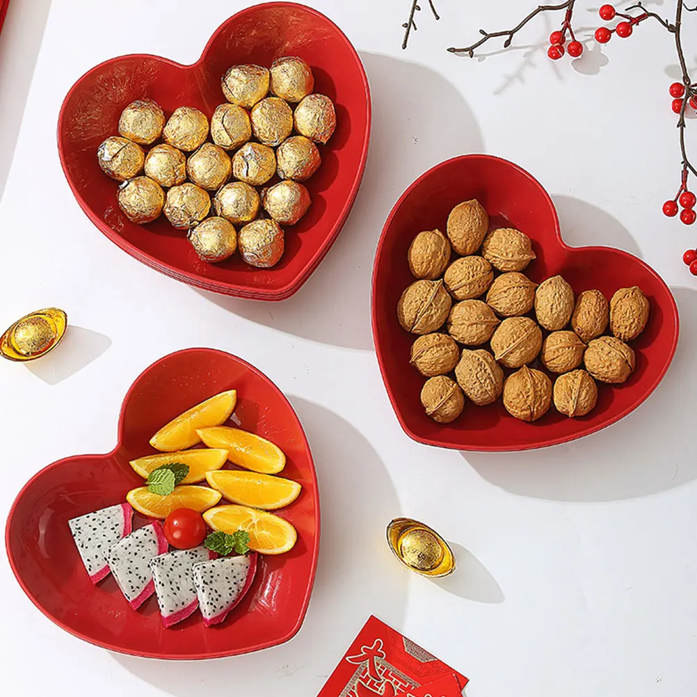 

3Pcs Heart Shaped Plates Reusable Snack Storage Dessert Serving Tray Fruit Dish Household Multi-Function Food Platter Decorative