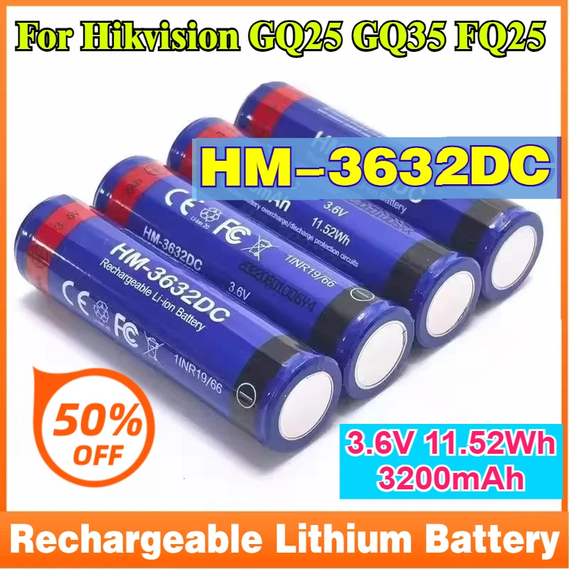HM-3632DC 3.6V 11.52wh 3200mAh Rechargeable Lithium Battery for Hikvision GQ25 GQ35 FQ25 Thermal Imaging Search Devices Battery