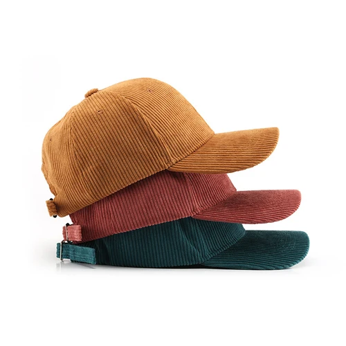 Gorra de béisbol de pana para mujeres y hombres, nuevo sombrero de algodón de Color sólido para el sol, gorras deportivas Snapback, moda cálida de otoño, sombrero de pesca de Hip Hop