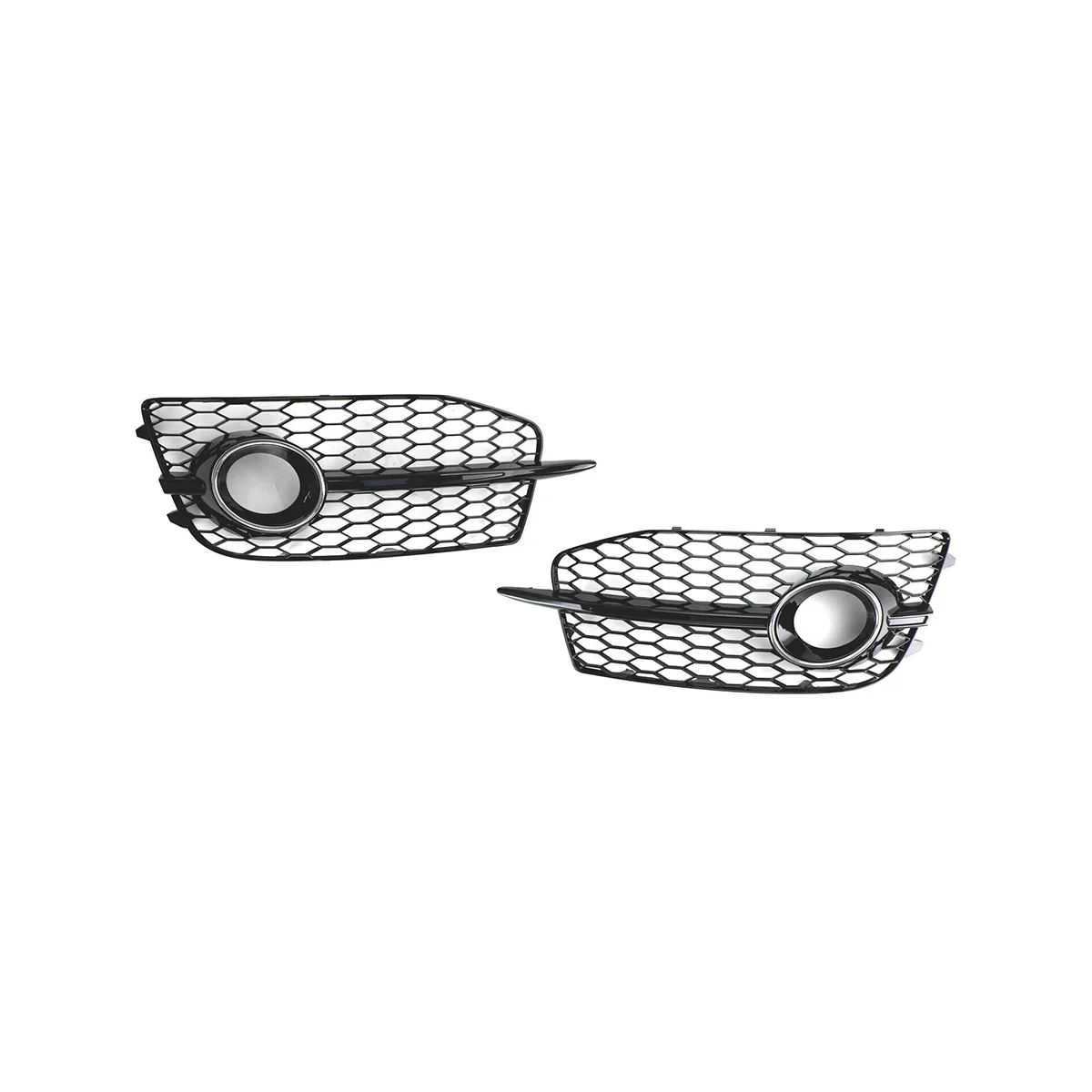 2PC Car Bumper Fog Light Grill Grille Fit for Audi Q3 Silver+Black