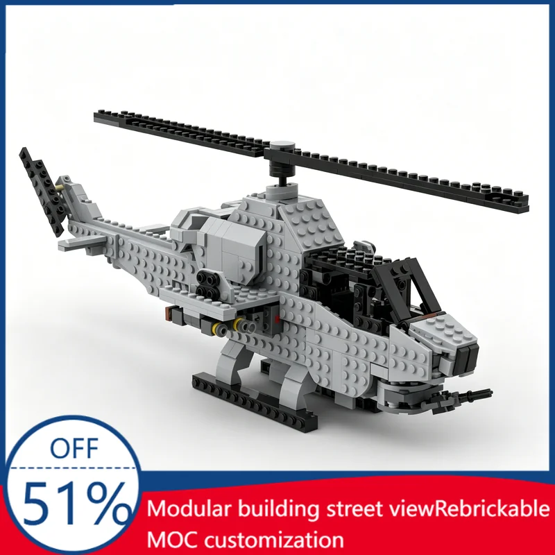 

NEW 607 PCS Customize MOC Super Cobra Helicopter Military Aircraft Model Building Blocks Assembly Educational Toy Birthday Gift