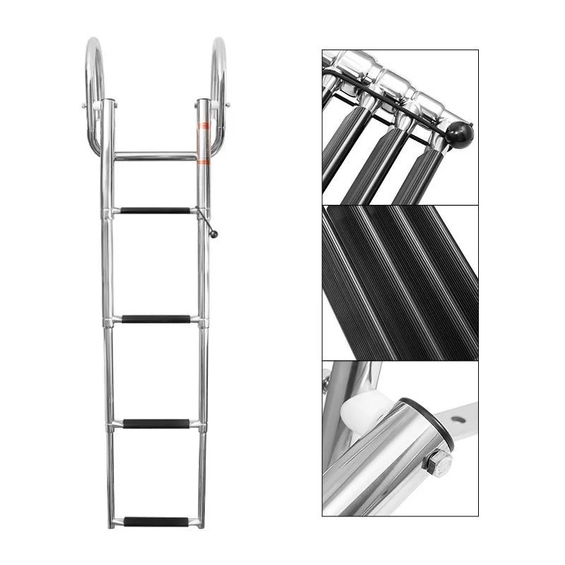 Folding Rustproof Boat Ladder Portable Yacht Boarding Ladder Marine Accessory