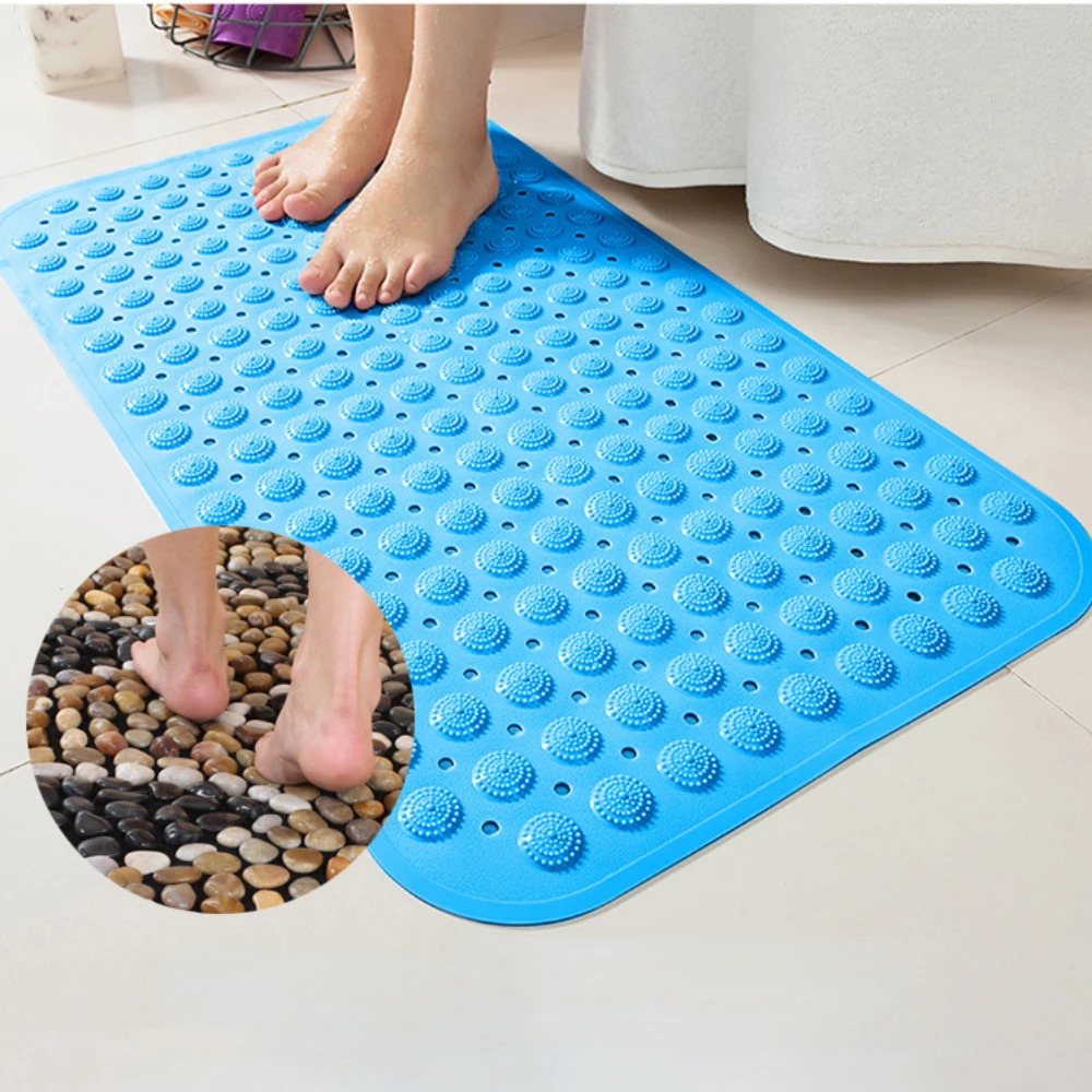 PVC Anti-skid Bath Mats Home Soft Shower Bathroom Massage Mat Suction Cup Non-slip Bathtub Carpet Large Size Rectangle Foot Mat