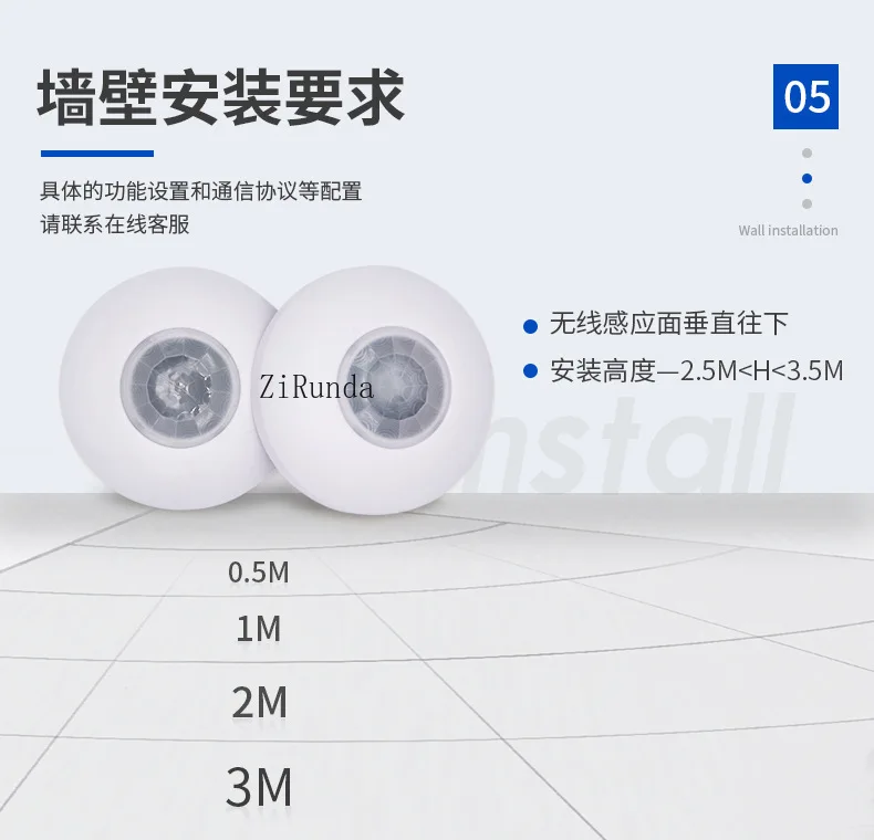 *Infrarot-Mikrowellen-Doppeldetektor RS485-Signalausgang, intelligenter Sensor, Decke, Modbus-Protokollsonde