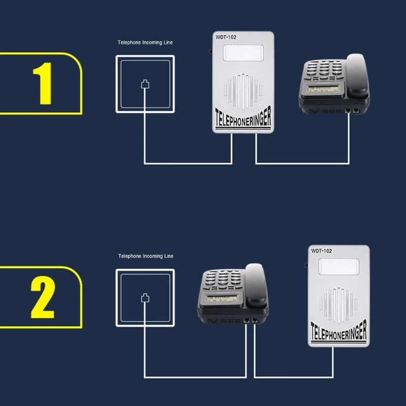 固定電話用の点滅ライト付き調整可能な電話リンガーアンプ
