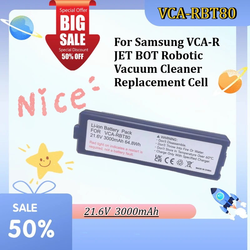 BT80 VR30T DJ96-00233A Compatible Battery Fit Sam sung VCA-R JET BOT Robotic Vacuum Cleaner Replacement Cell