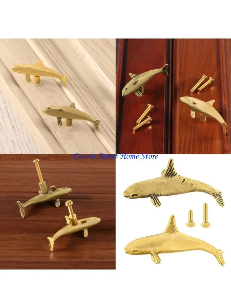 LXAF Elegant Dolphin Brasses Handle for Furniture Adds Sophistication to Any Space Ergonomic Design for Easyly Use