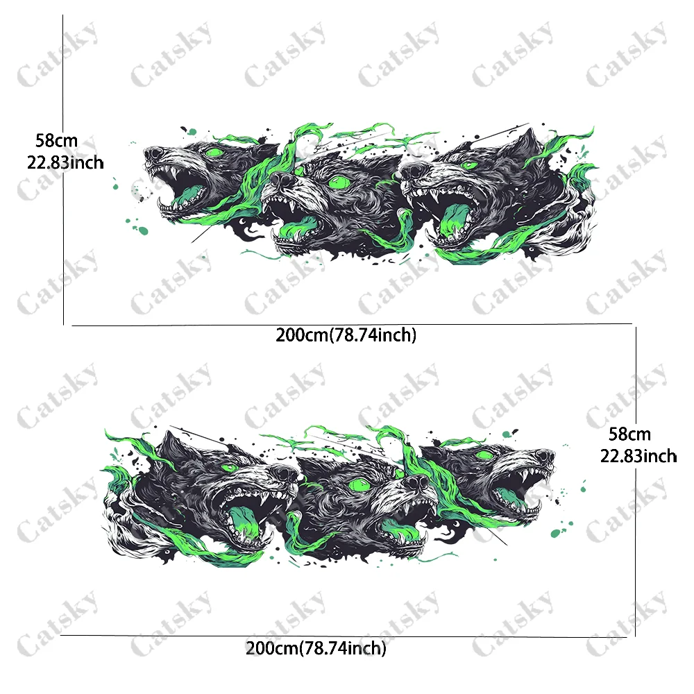 CATSKY.2pcs.Cool Car Wrap Sticker of Three Roaring Puppies with 
