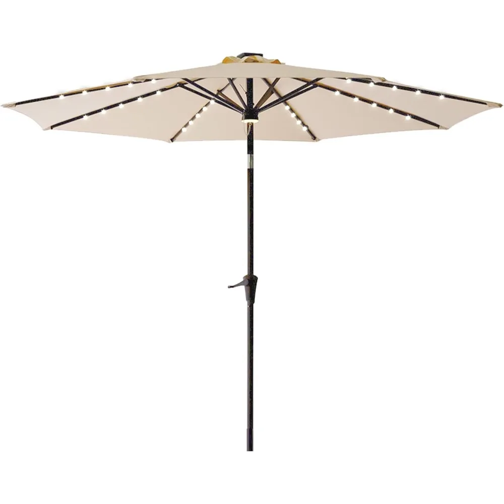 

11 ft Solar Powered Outdoor Market Patio Table Umbrella with LED Lights and Tilt，Durable construction，Flexible to control